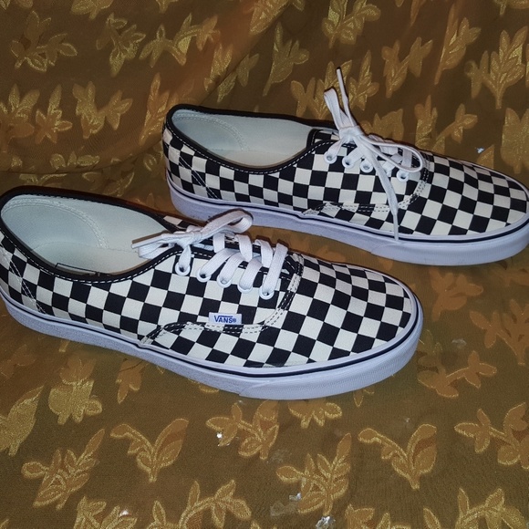 black and white checkered vans authentic